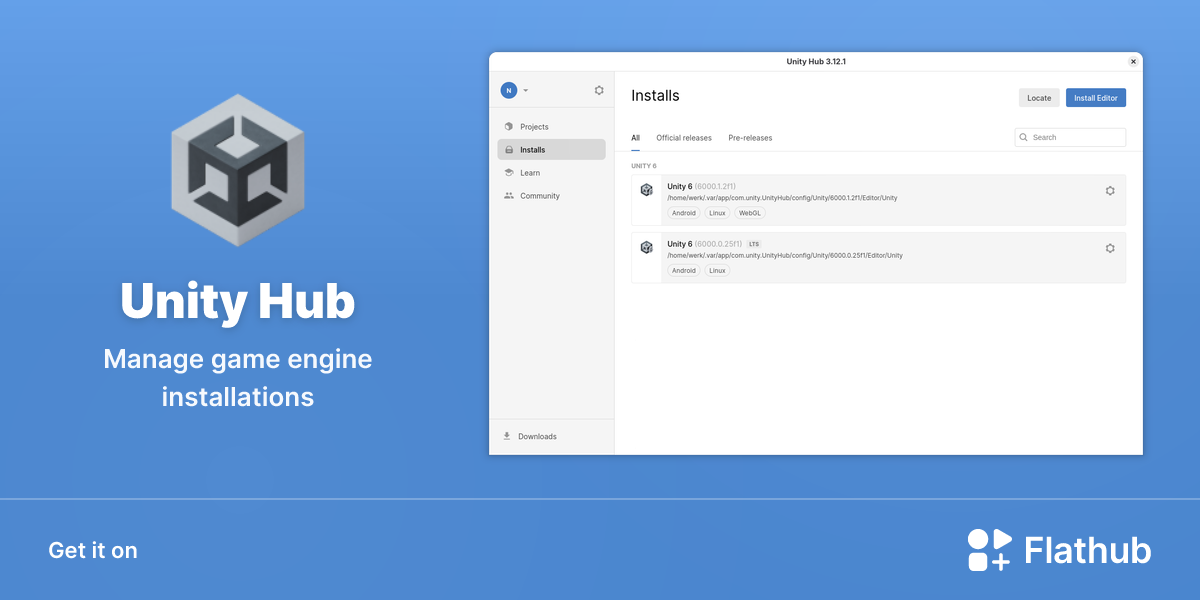 Install Unity Hub on Linux | Flathub