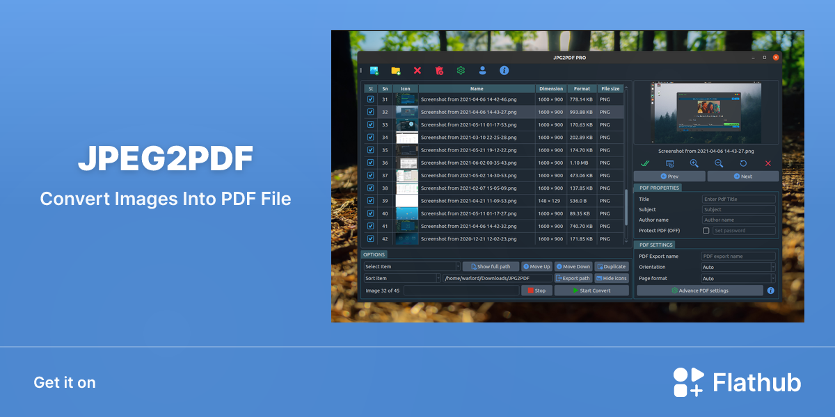 Install JPEG2PDF on Linux | Flathub
