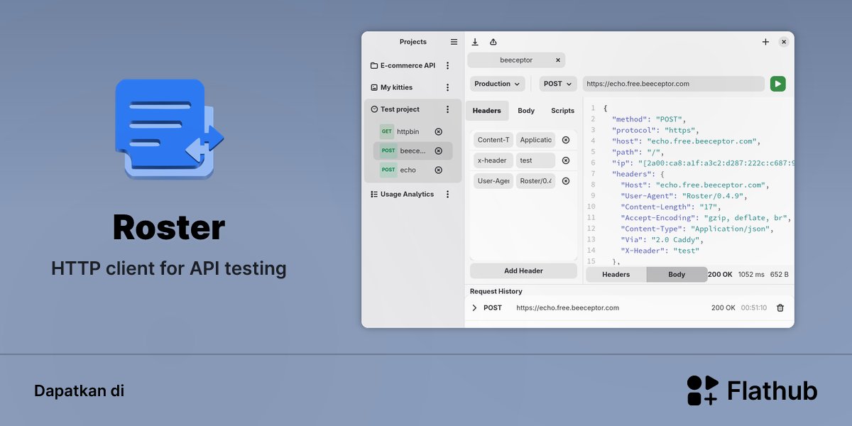 Memasang Roster di Linux | Flathub