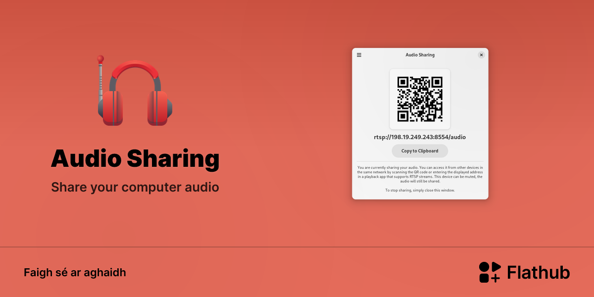 Suiteáil Audio Sharing ar Linux | Flathub