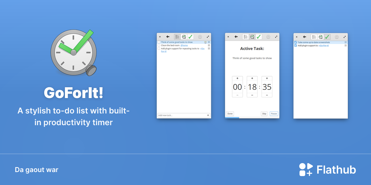 Staliañ GoForIt! war Linux | Flathub