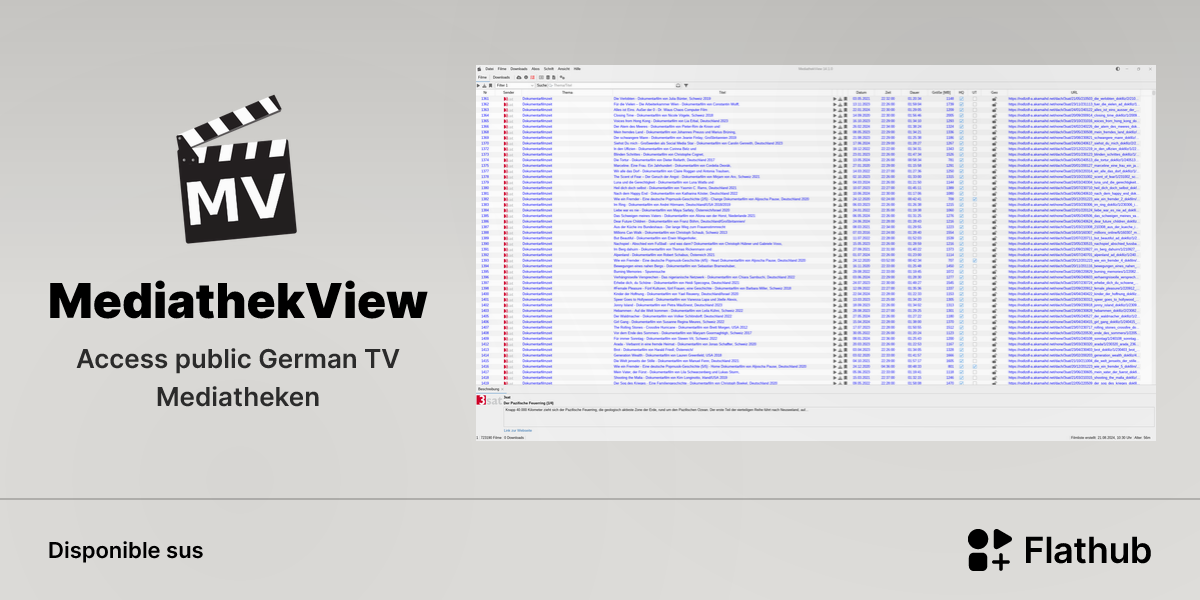 Installar MediathekView sus Linux | Flathub