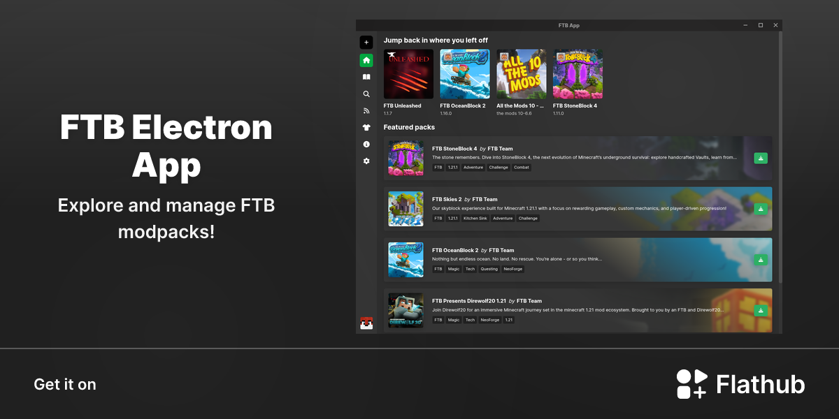 Install FTB Electron App on Linux | Flathub