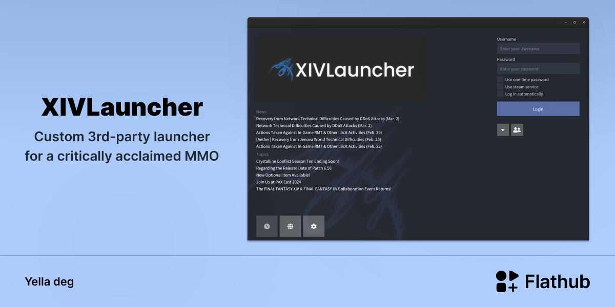 Asebded n XIVLauncher ɣef Linux | Flathub