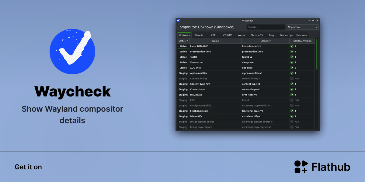 Install Waycheck on Linux | Flathub