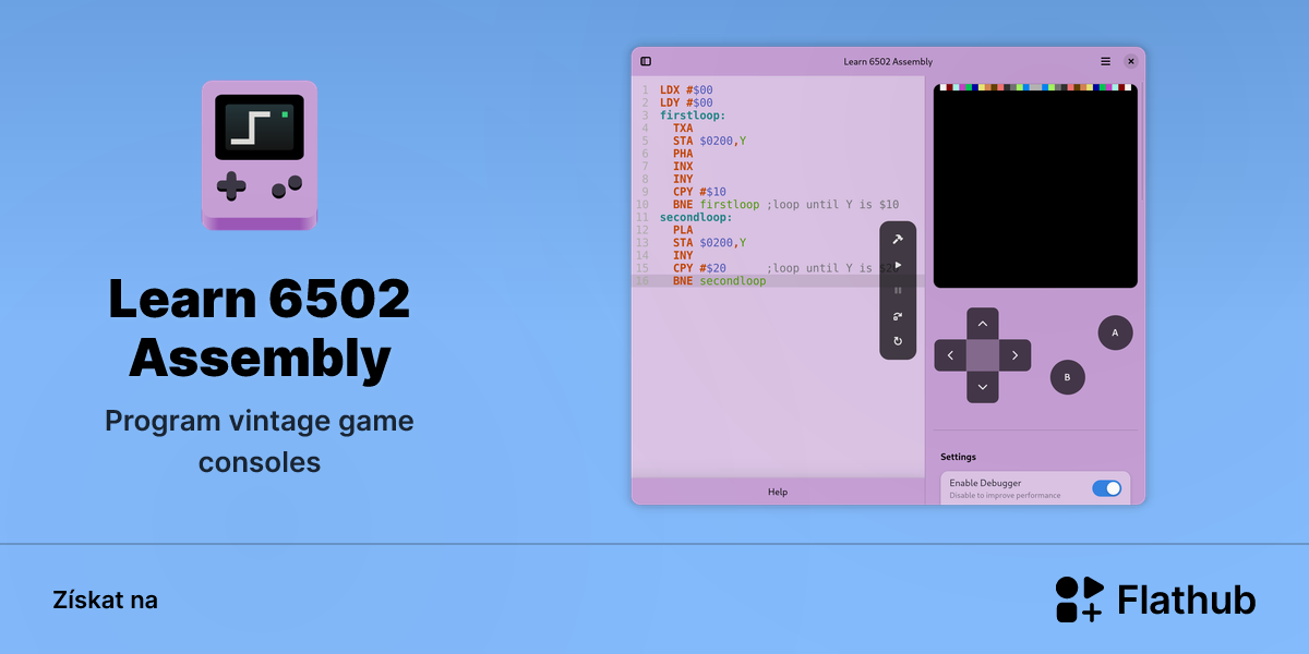 Nainstalovat aplikaci Learn 6502 Assembly na Linux | Flathub