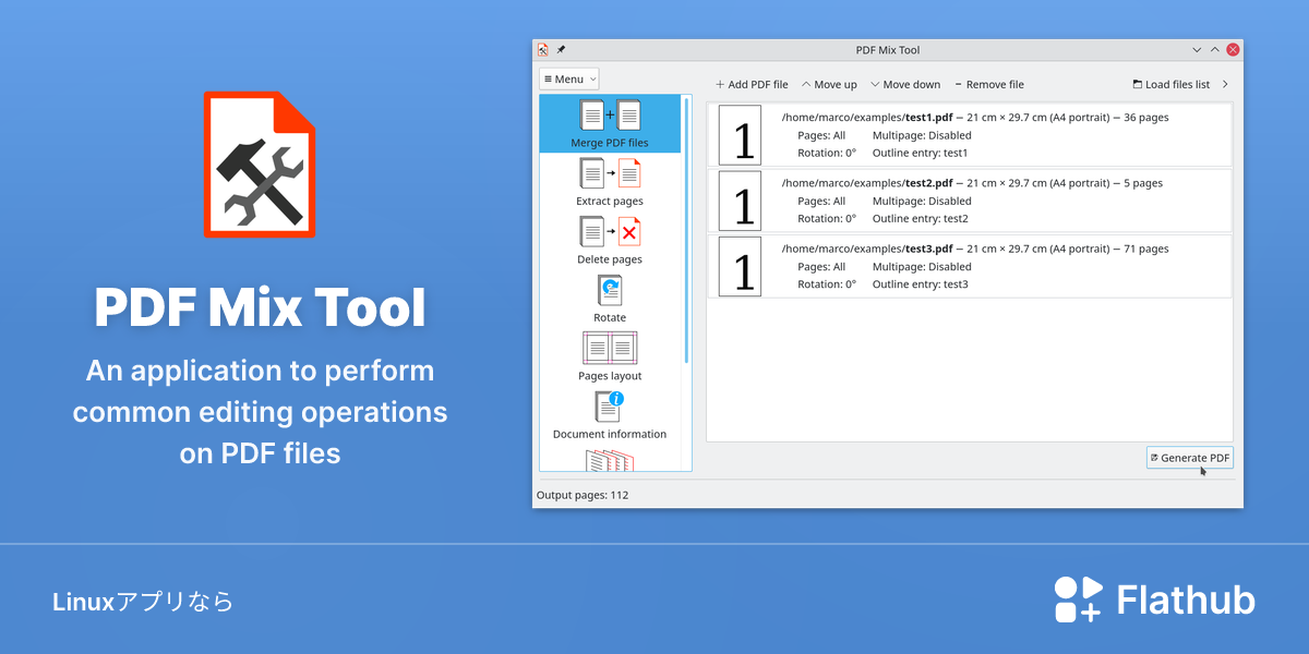 PDF Mix ToolをLinuxにインストール | Flathub