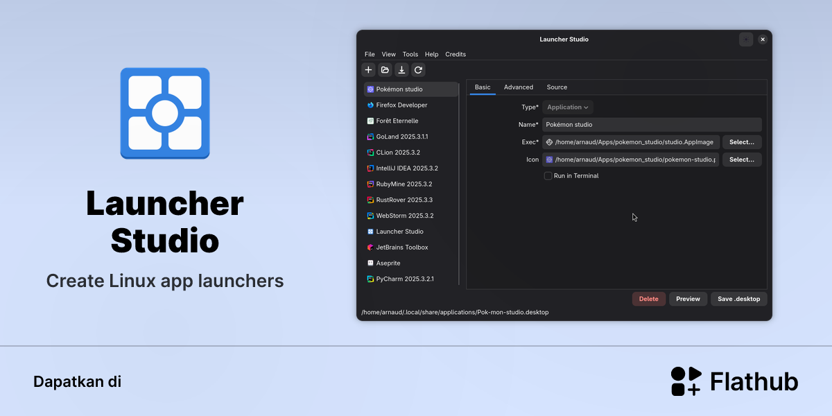 Memasang Launcher Studio di Linux | Flathub