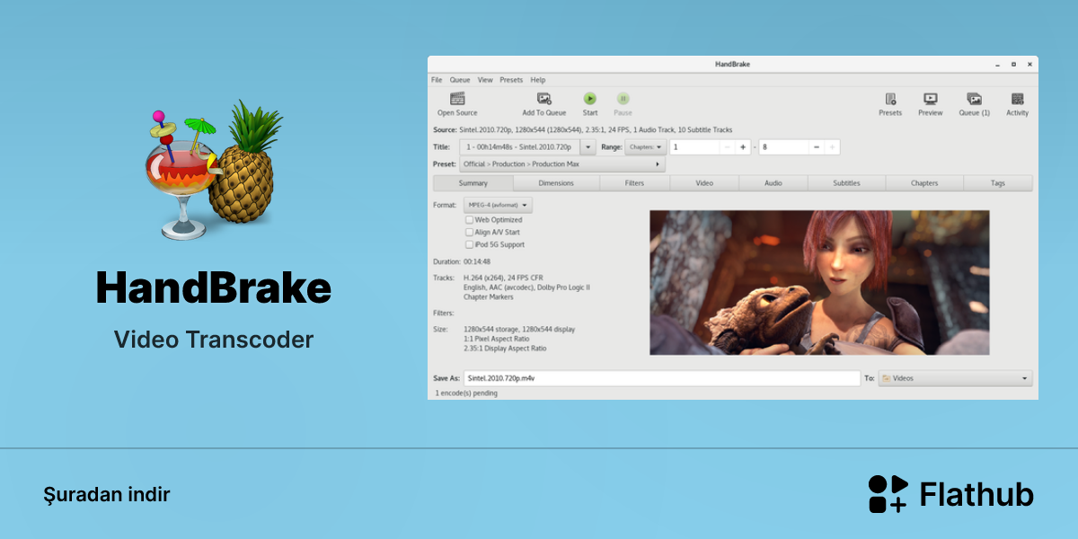 HandBrake uygulamasını Linux'ta kur | Flathub