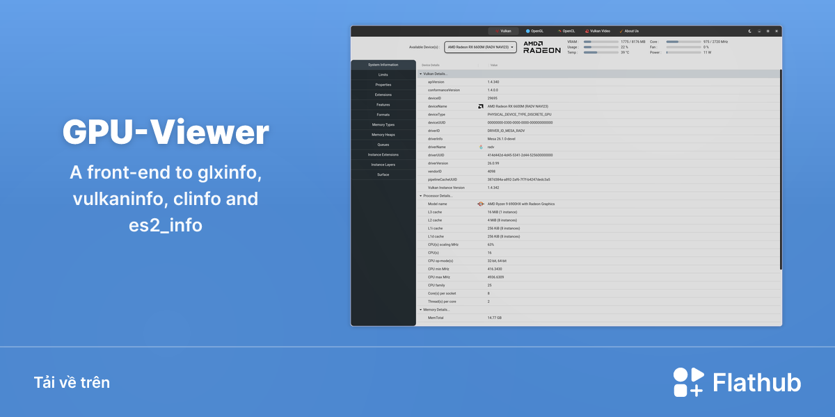 Cài đặt GPU-Viewer trên Linux | Flathub