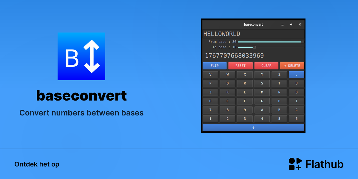 Installeer baseconvert op Linux | Flathub