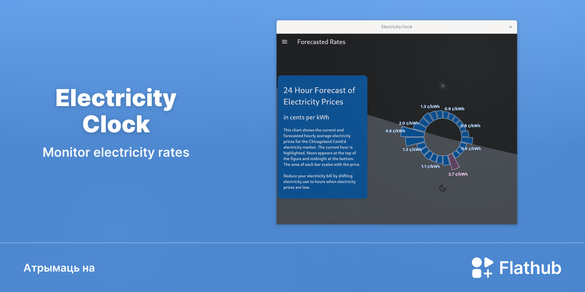 Усталяваць Electricity Clock на Linux | Flathub