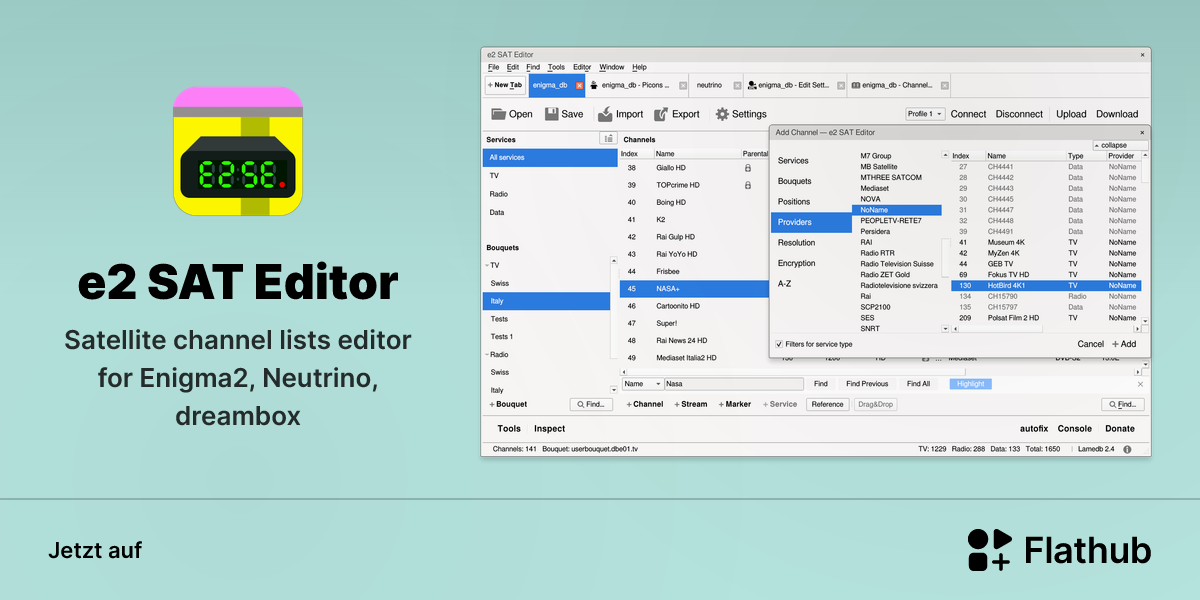 e2 SAT Editor auf Linux installieren | Flathub