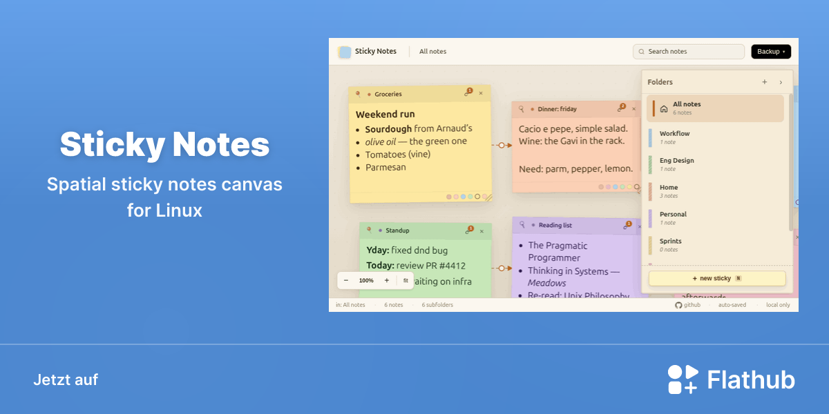 Sticky Notes auf Linux installieren | Flathub