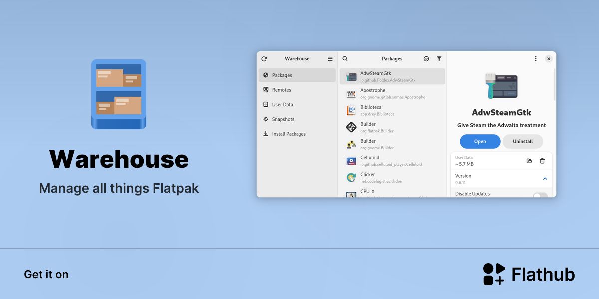 Install Warehouse on Linux | Flathub