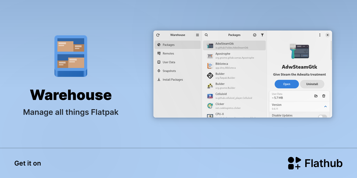 Install Warehouse on Linux | Flathub