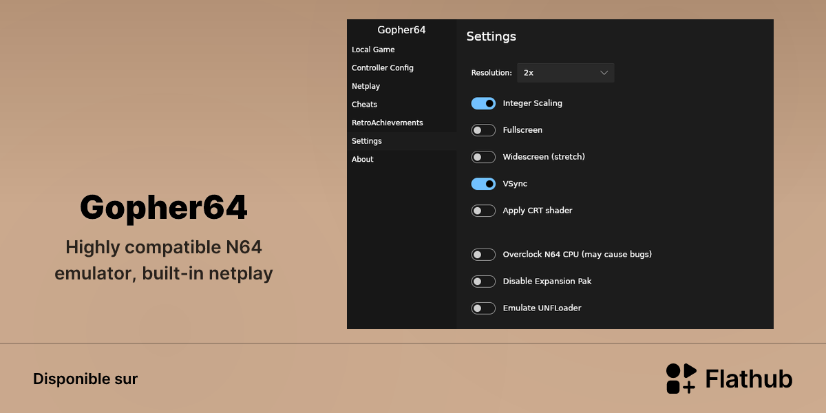 Installer Gopher64 sur Linux | Flathub