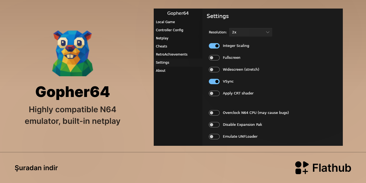 Gopher64 uygulamasını Linux'ta kur | Flathub