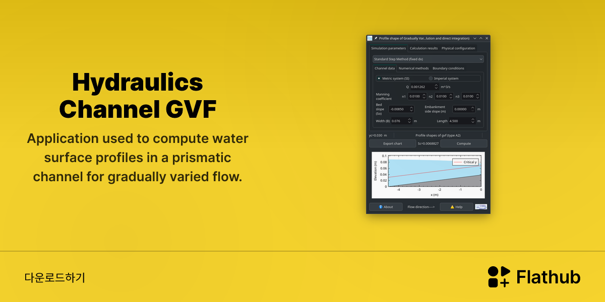 Install Hydraulics Channel GVF on Linux | Flathub