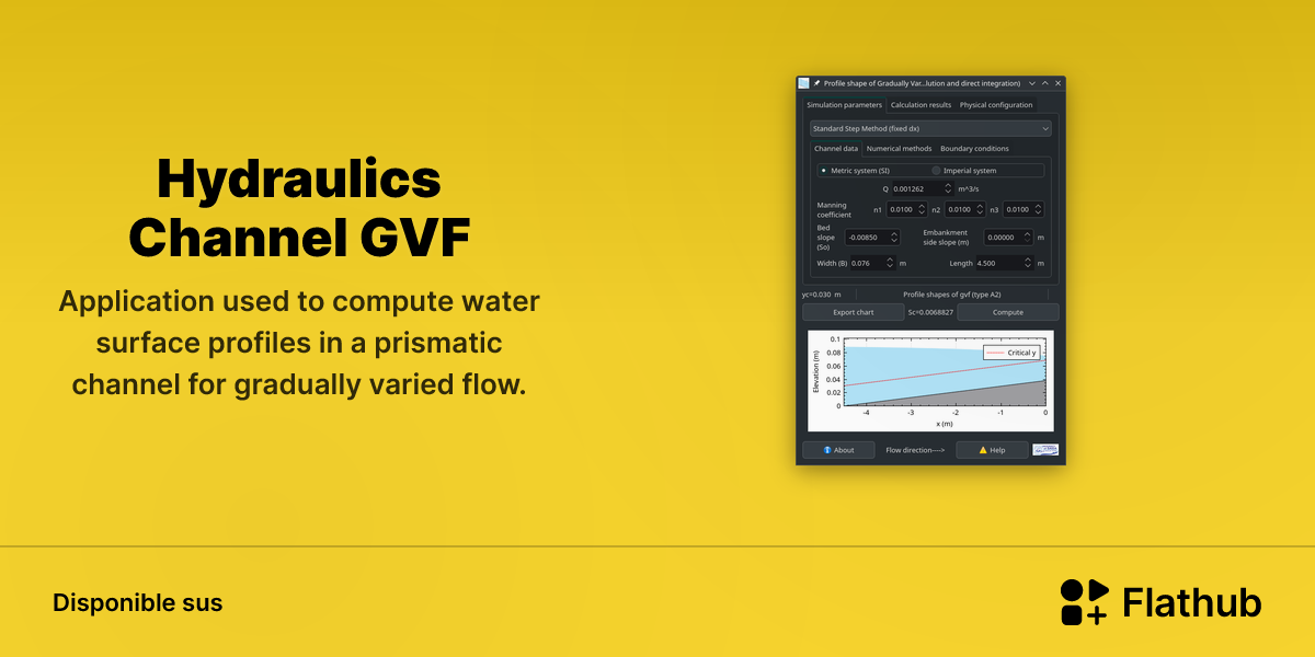 Installar Hydraulics Channel GVF sus Linux | Flathub