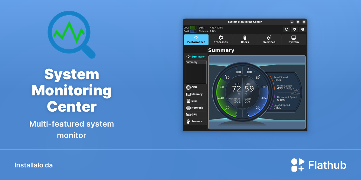 Installa System Monitoring Center su Linux | Flathub