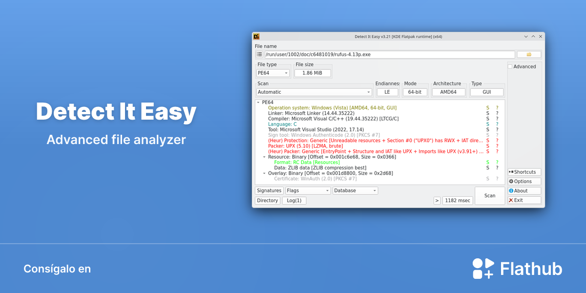 Instalar Detect It Easy en Linux | Flathub
