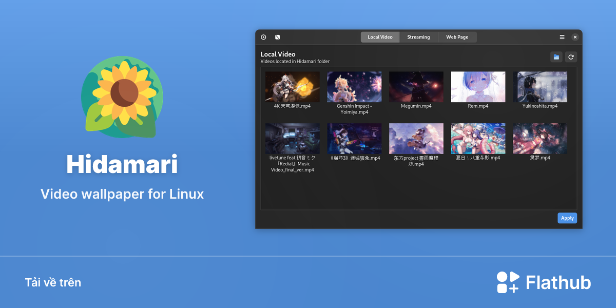 Cài đặt Hidamari trên Linux | Flathub