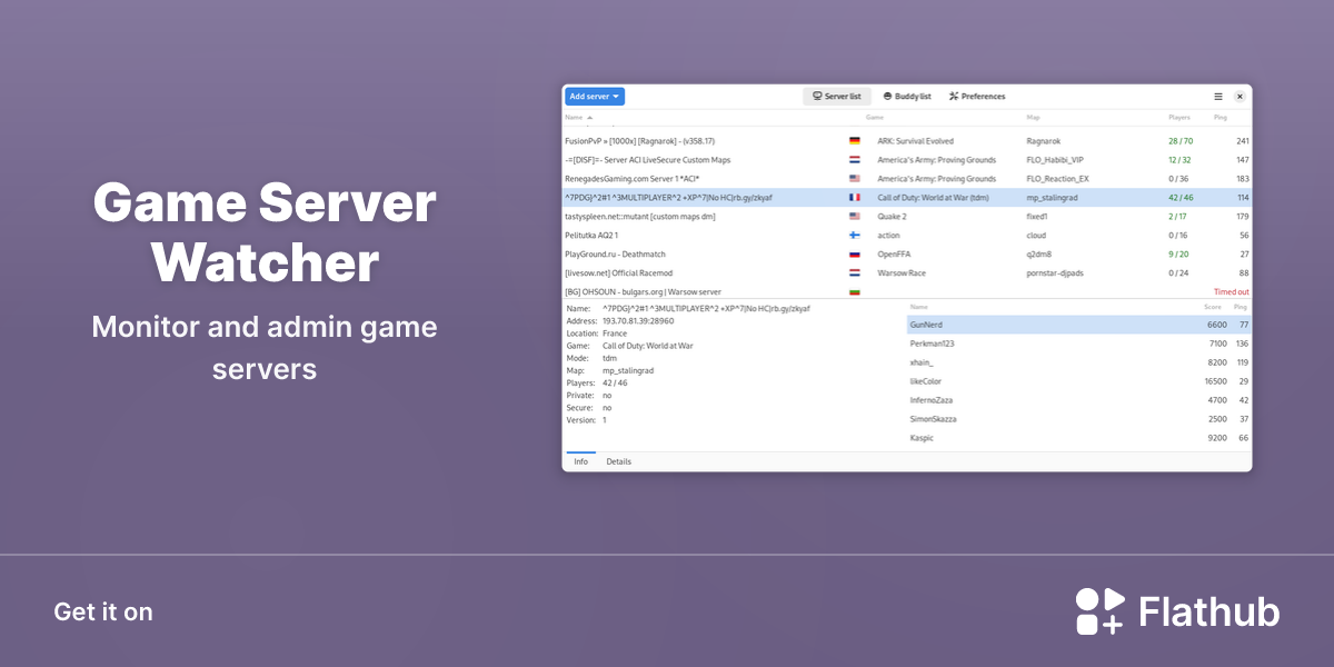 Install Game Server Watcher on Linux | Flathub