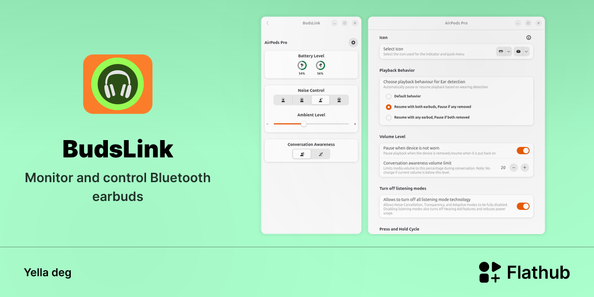Asebded n BudsLink ɣef Linux | Flathub