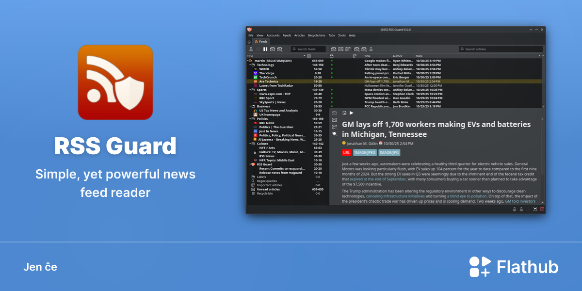 Instali RSS Guard sur Linux | Flathub