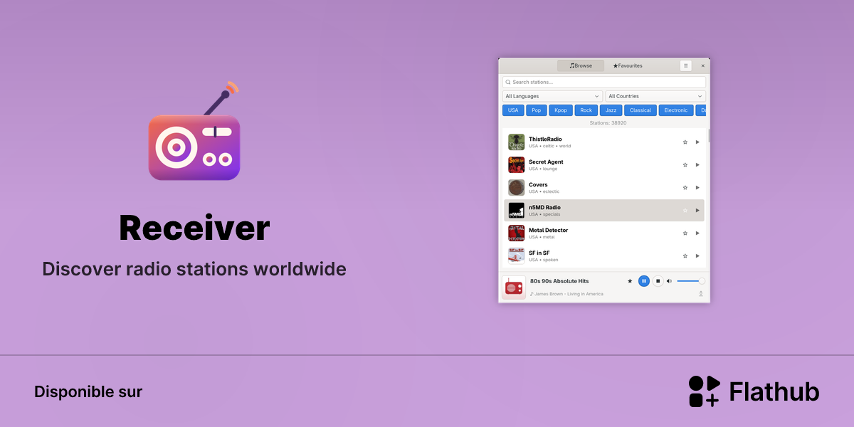 Installer Receiver sur Linux | Flathub