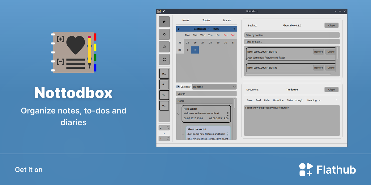 Install Nottodbox on Linux | Flathub