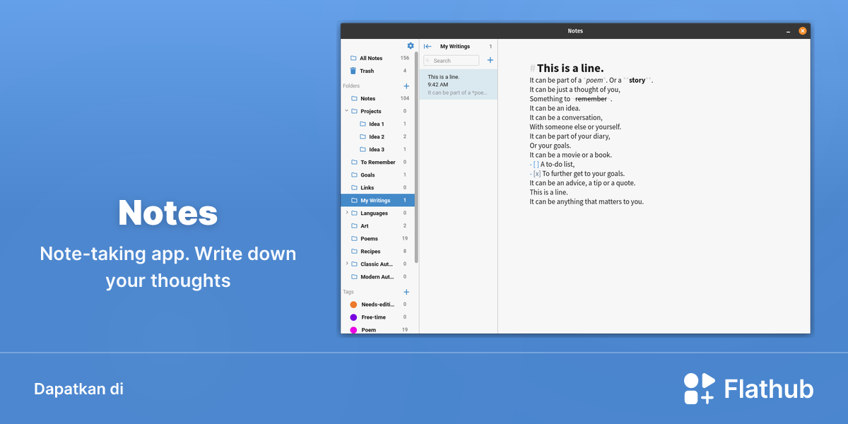 Memasang Notes di Linux | Flathub