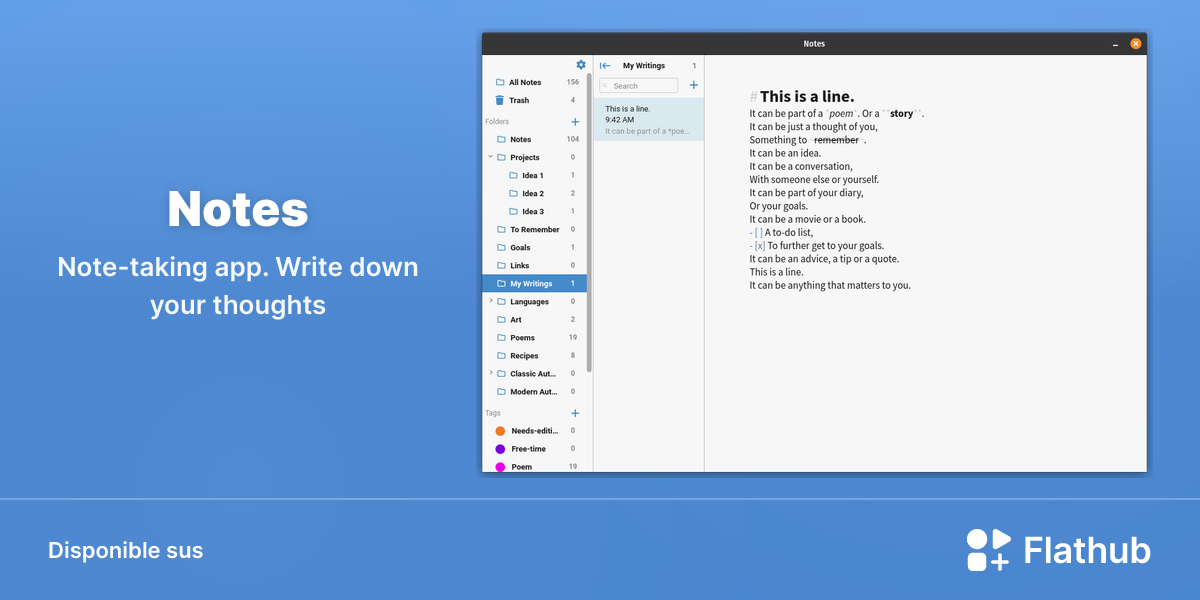 Installar Notes sus Linux | Flathub