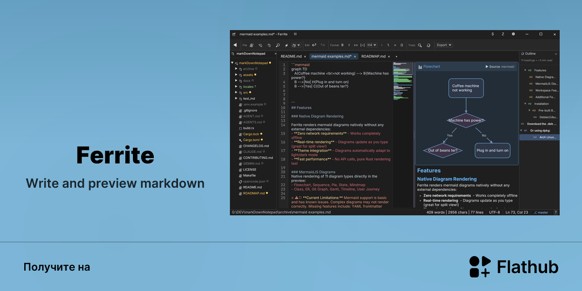 Установить «Ferrite» на Linux | Flathub