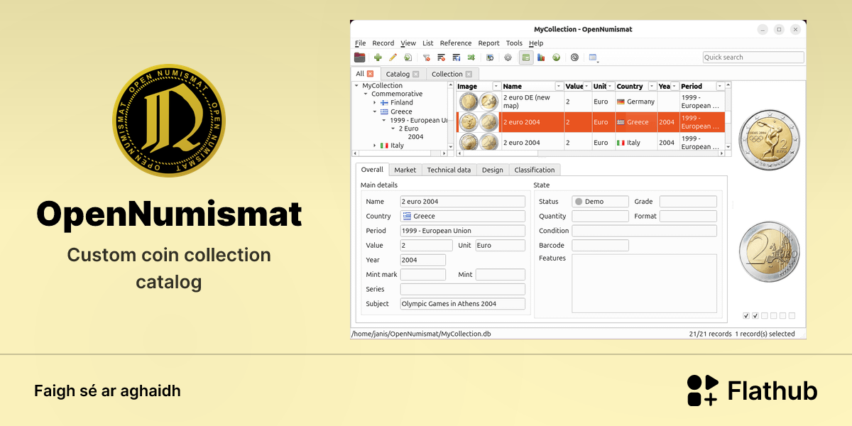 Suiteáil OpenNumismat ar Linux | Flathub