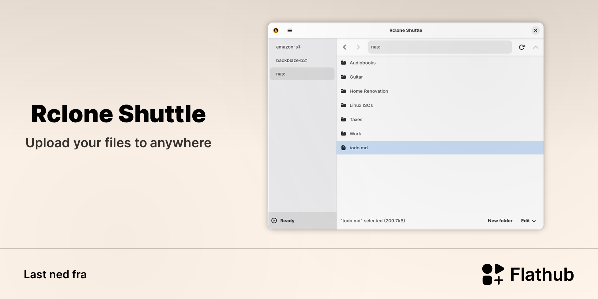 Installer Rclone Shuttle på Linux | Flathub