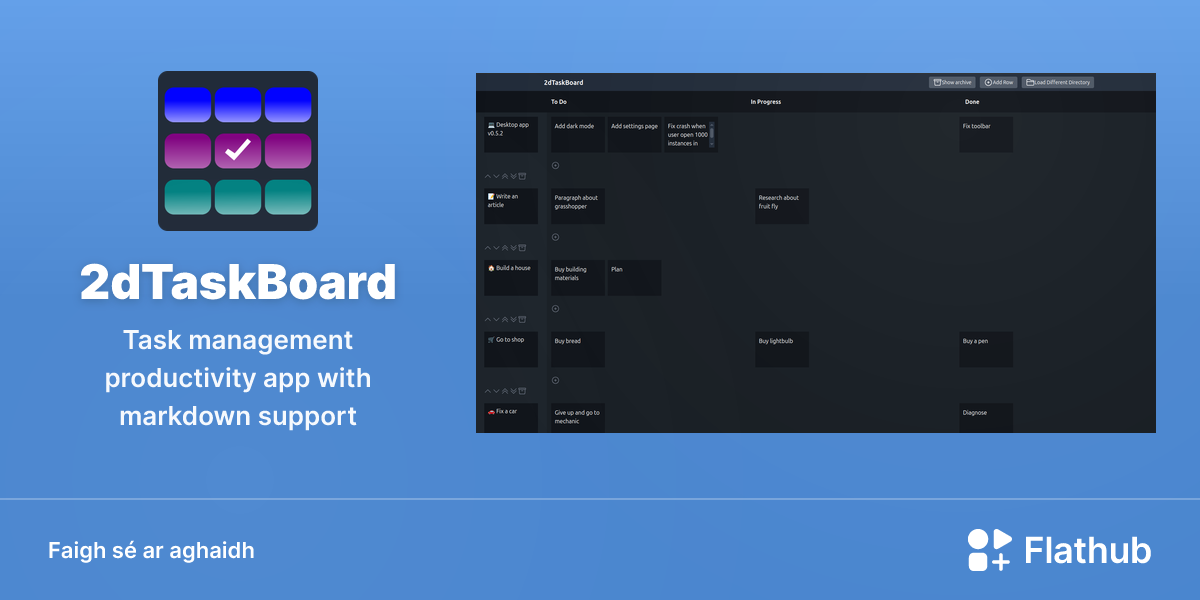 Suiteáil 2dTaskBoard ar Linux | Flathub