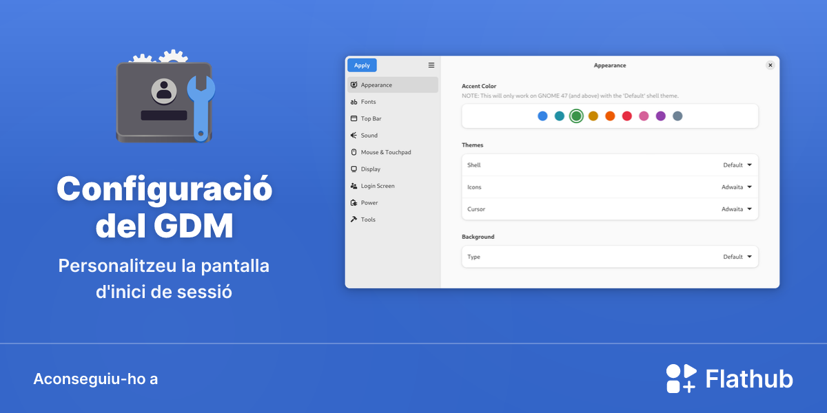 Instal·leu Configuració del GDM a Linux | Flathub