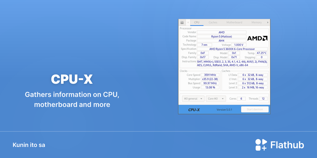 I-install ang CPU-X sa Linux | Flathub