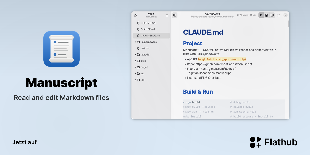 Manuscript auf Linux installieren | Flathub