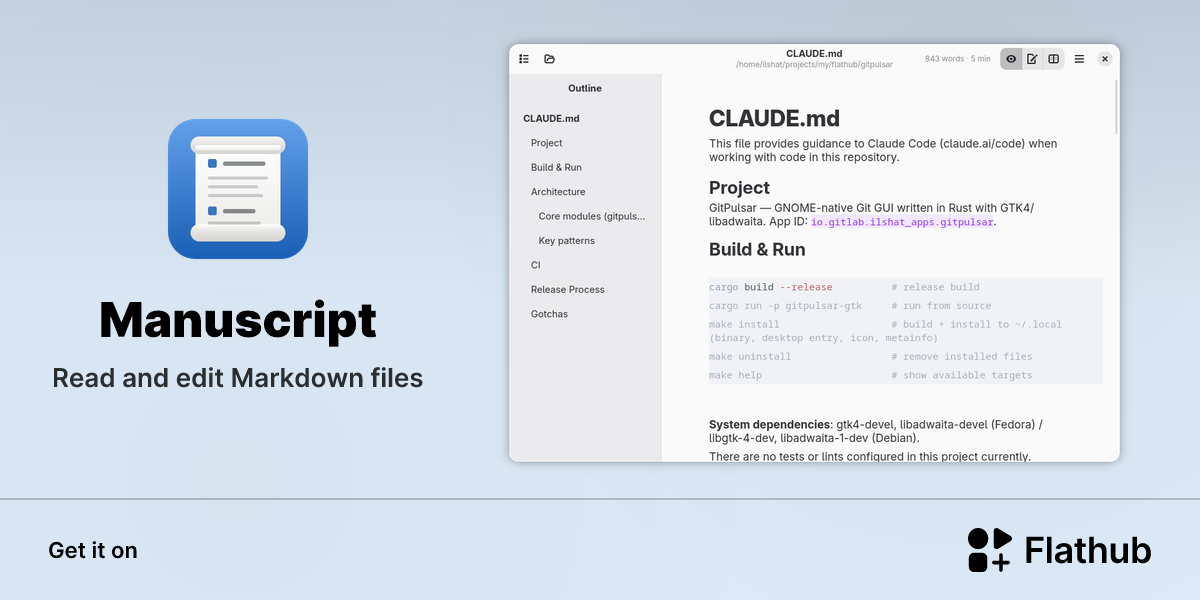 Install Manuscript on Linux | Flathub