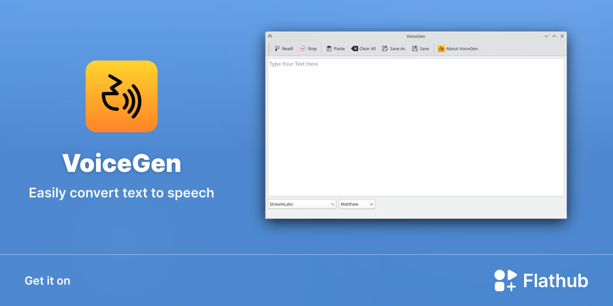 Install VoiceGen on Linux | Flathub