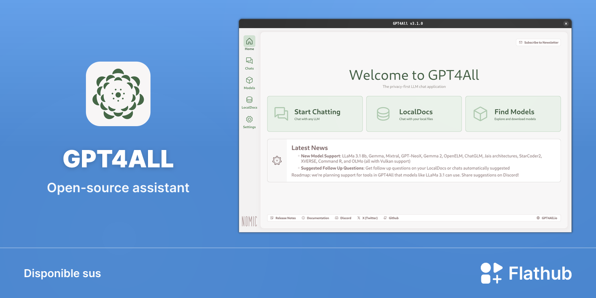 Installar GPT4ALL sus Linux | Flathub