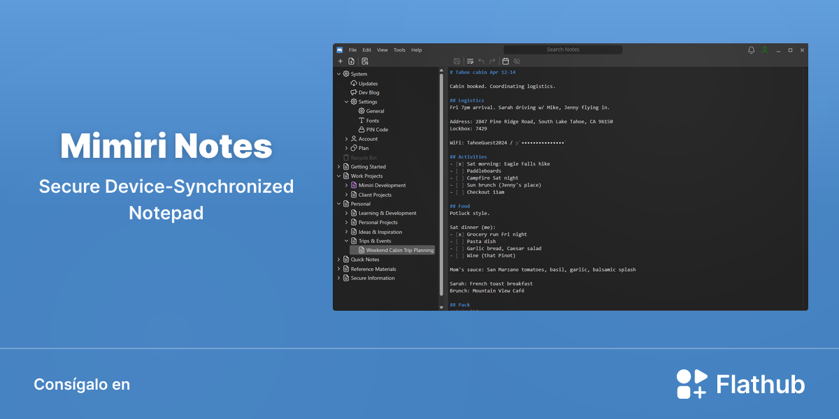 Instalar Mimiri Notes en Linux | Flathub