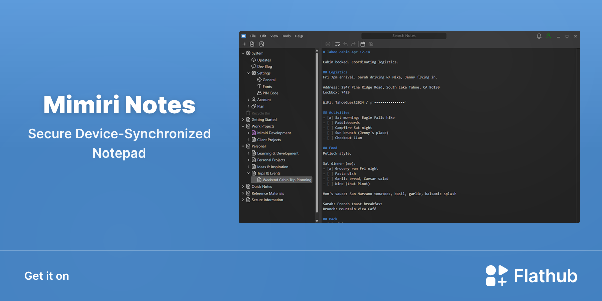Install Mimiri Notes on Linux | Flathub