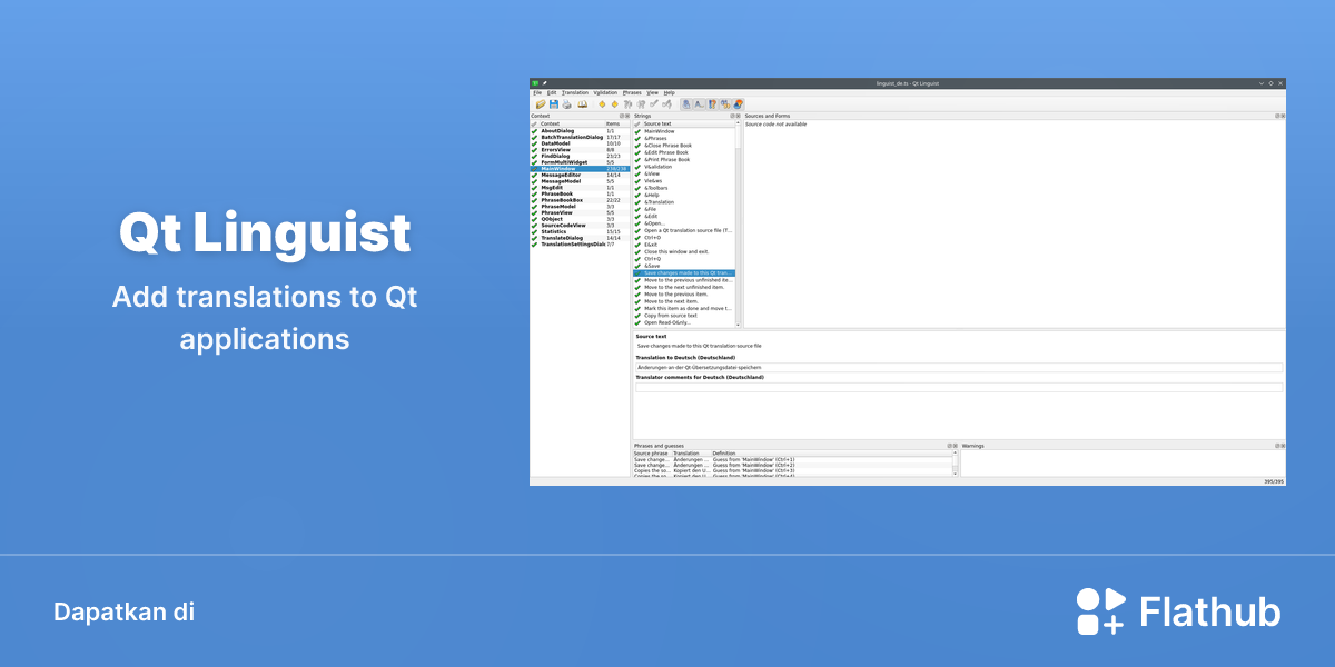 Memasang Qt Linguist di Linux | Flathub