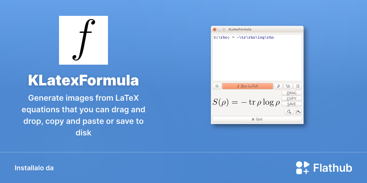 Installa KLatexFormula su Linux | Flathub