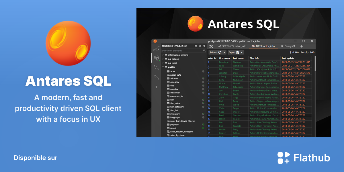Installer Antares SQL sur Linux | Flathub