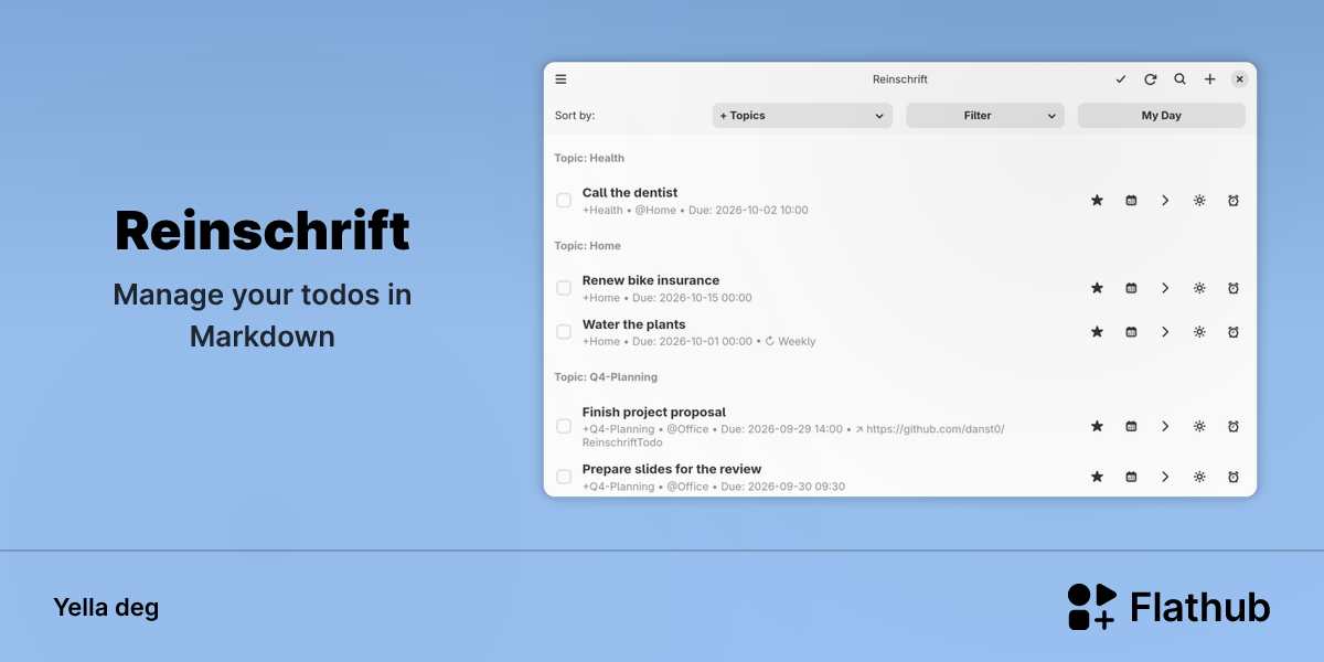 Asebded n Reinschrift ɣef Linux | Flathub